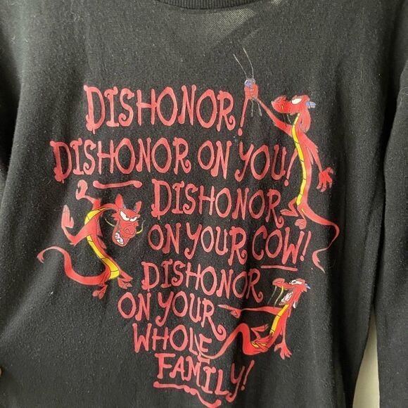 DISNEY Mulan Mushu Dishonor Crisscross Back Sweater size medium - Picture 7 of 11